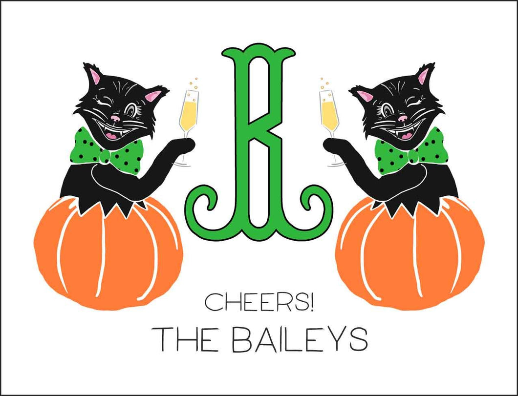 Pop the Purrsecco Halloween Personalized Gift Sticker Label, Set of 24
