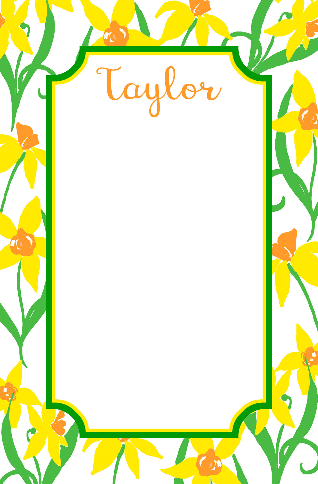 Daffodil Delight Personalized Notepad, Multiple Sizes Available